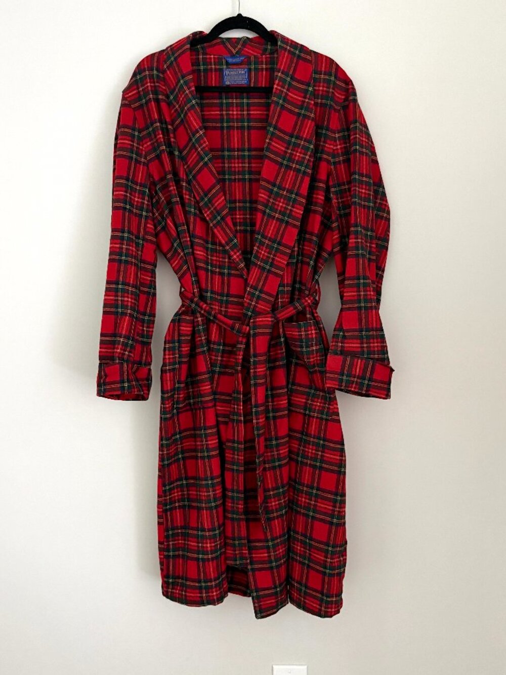 Vintage Pendleton 100% Virgin Wool Plaid Bathrobe Cabincore Granpacore Cozy L